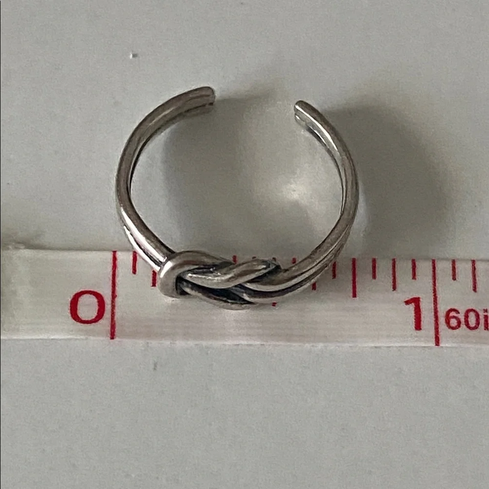 Silver love Knot Adjustable Ring 925 SS double rope oxidized commitment ring - Picture 6 of 7